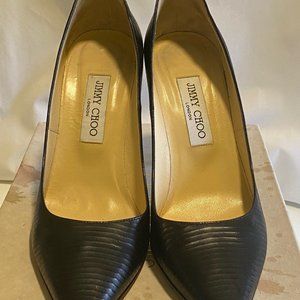 Jimmy Choo Abel Embossed Striped leather pumps black size 39